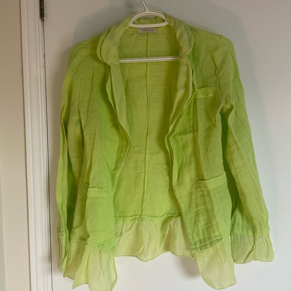 MADE IN ITALY light green long sleeved,  linen/cotton open jacket Size Medium